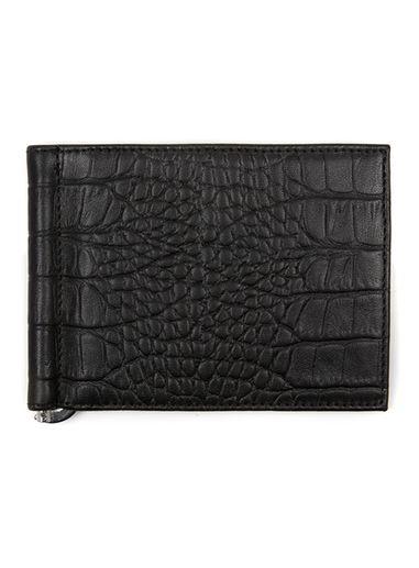 Topman Mens Black Crocodile Effect Leather Wallet