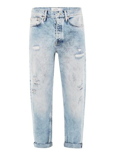 Topman Mens Blue Ripped Original Jeans