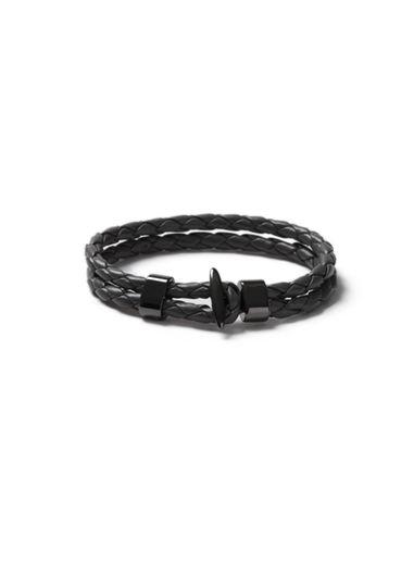 Topman Mens Grey Faux Leather Plait Bracelet*
