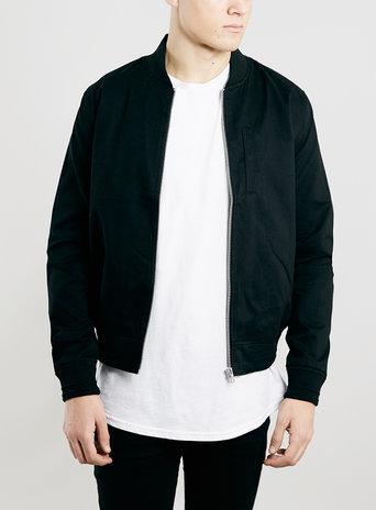 Topman Mens Black Cotton Bomber Jacket