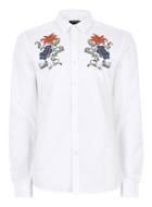 Topman Mens White Floral Embroidered Shirt