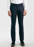 Topman Mens Blue Navy Textured Skinny Fit Suit Pants