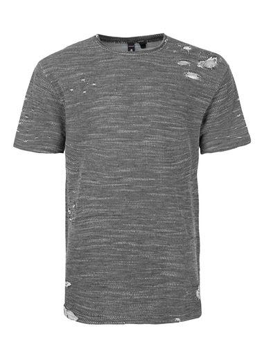 Topman Mens Aaa Washed Black Ripped Oversized T-shirt