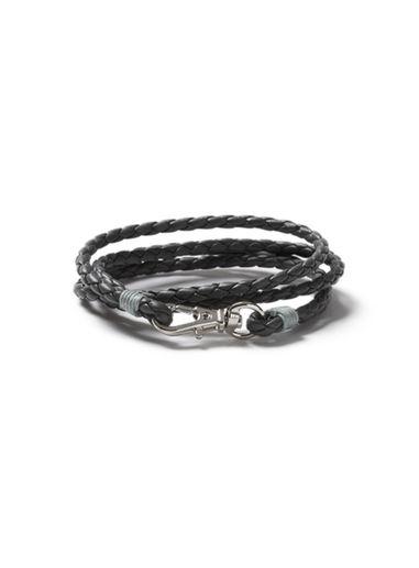 Topman Mens Grey Faux Leather Double Wrap Bracelet*