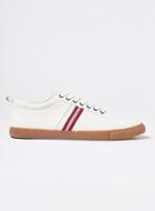 Topman Mens White Canvas Stripe Sneakers