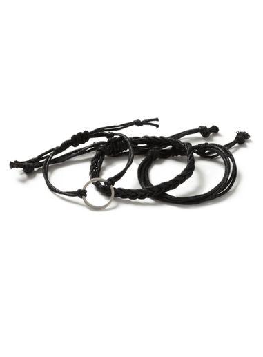 Topman Mens Black Leather And Plait Bracelet 3 Pack*