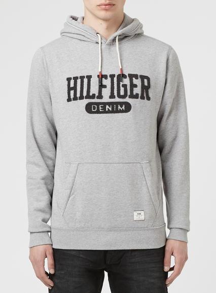 Topman Mens Hilfiger Denim Grey Hoodie