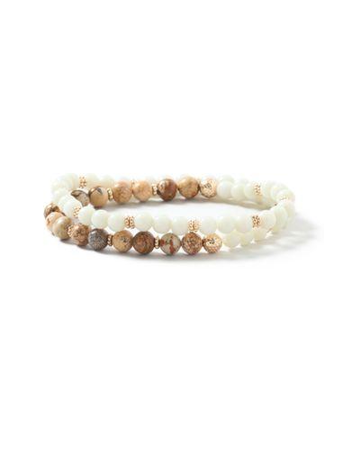 Topman Mens Brown Semi Precious Beaded Bracelet Pack*