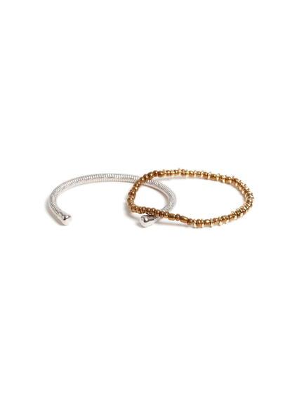 Topman Mens Metallic Twisted Cuff And Bead Bracelet Set*