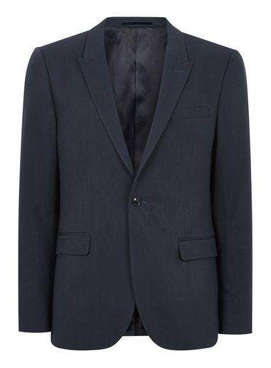 Topman Mens Mid-blue Textured Skinny Fit Suit Jacket