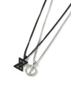 Topman Mens Black And Silver Look Multirow Symbol Necklace*