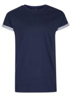 Topman Mens Navy Gingham Muscle Roller T-shirt