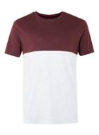 Topman Mens White Light Grey And Burgundy Panel T-shirt