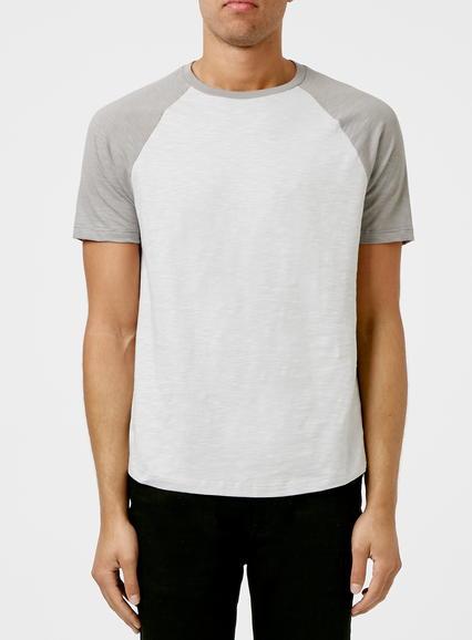 Topman Mens Grey Slubby Raglan T-shirt