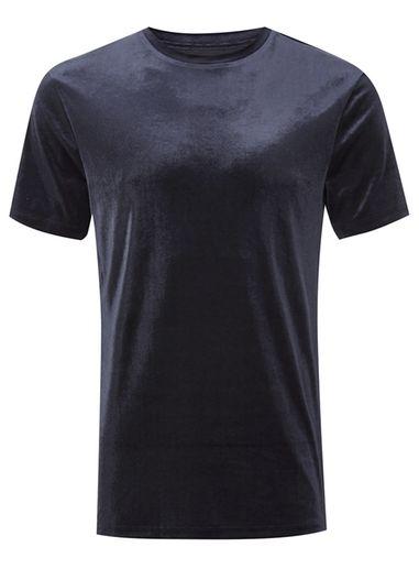 Topman Mens Navy Velour Muscle T-shirt