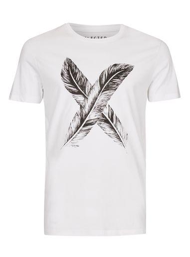 Topman Mens Selected Homme White Feather T-shirt