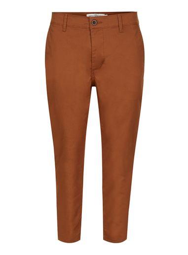 Topman Mens Brown Cropped Stretch Skinny Chinos