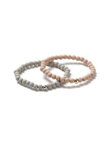 Topman Mens Multi Nude And Grey Matte Bead Stretch Bracelet 2 Pack*