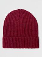 Topman Mens Red Ribbed Beanie