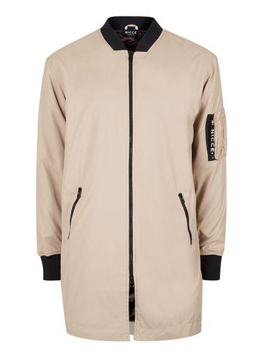 Topman Mens Brown Nicce Tan Longline Bomber Jacket