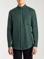 Topman Mens Green Brushed Twill Long Sleeve Casual Shirt