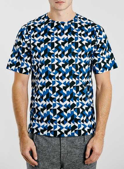 Topman Mens Multi Lux P8 Fused Hem Geo Print T-shirt