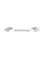 Topman Mens White Silver Look Cufflinks And Tie Pin Set*