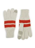 Topman Mens Grey And Red Stripe Touch Screen Gloves