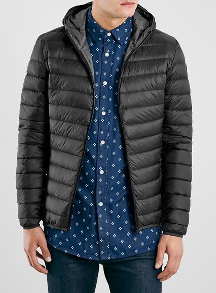 Topman Mens Schott Black Puffer Jacket
