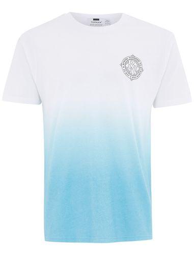 Topman Mens White And Blue Slim Fit T-shirt