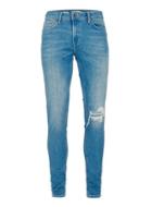 Topman Mens Blue Ripped Patch Spray On Skinny Jeans