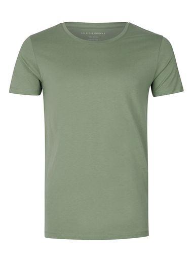 Topman Mens Blue Selected Homme Khaki Pima Cotton T-shirt