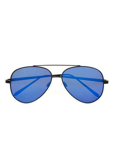 Topman Mens Black Blue Aviator Sunglasses