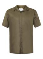 Topman Mens Green Premium Khaki Revere Collar Shirt