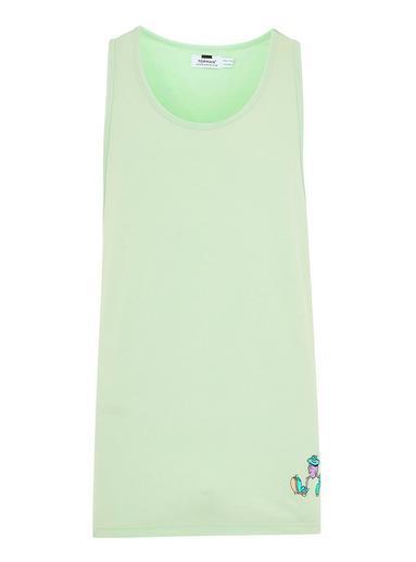 Topman Mens Washed Green Man Tank