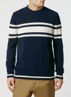 Topman Mens Blue Ltd Anchorage Navy Stripe Lambswool Sweater
