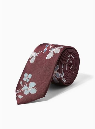 Topman Mens Burgundy Large Floral Tie