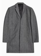 Topman Mens Grey Selected Homme Gray Wool Blend Coat