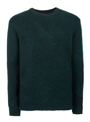 Topman Mens Dark Green Double Face Sweater