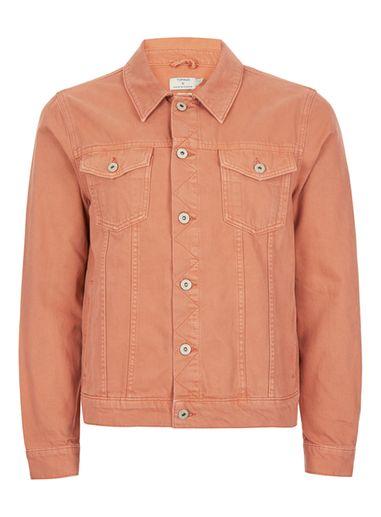 Topman Mens Pink Denim Western Jacket