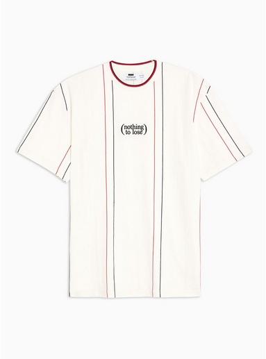 Topman Mens White 'lose' Stripe T-shirt