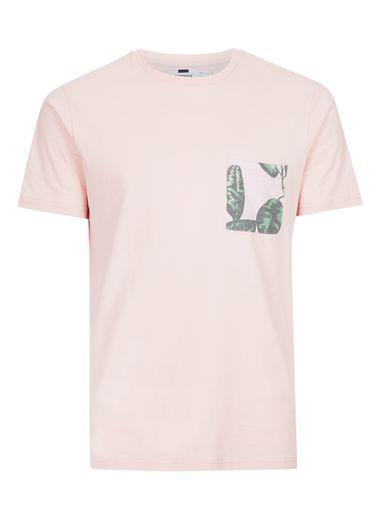 Topman Mens Pink Floral Pocket T-shirt