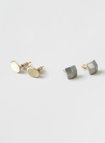 Topman Mens Metallic Mixed Shape 2 Pack Earrings