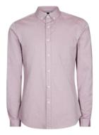 Topman Mens Red Burgundy Muscle Fit Oxford Shirt