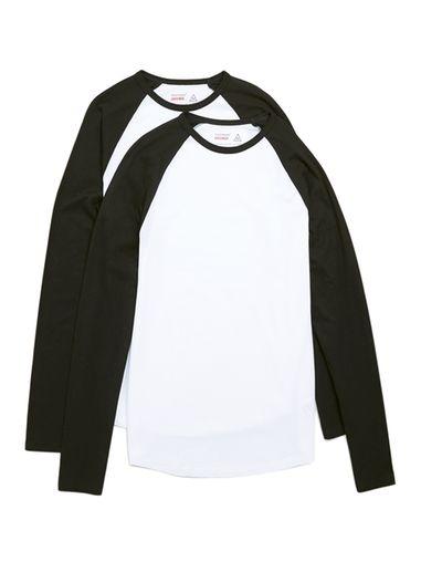 Topman Mens White/black Longsleeve Raglan 2 Pack*