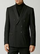 Topman Mens Premium Black Textured Double Breasted Tuxedo Jacket