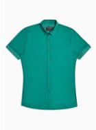 Topman Mens Blue Teal Turn Up Stretch Skinny Shirt