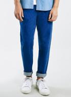 Topman Mens Blue Relaxed Tapered Denim Chinos