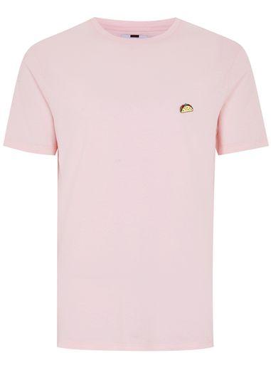 Topman Mens Pink Taco Badge T-shirt