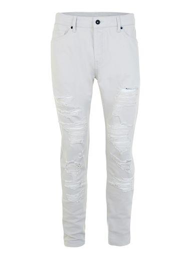 Topman Mens Brown Aaa Stone Slashed Stretch Skinny Jeans